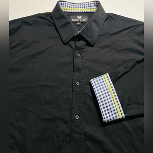 Butter Cloth Men’s Button Up Shirt Long Sleeve 2XL Black Stretch Casual Cotton